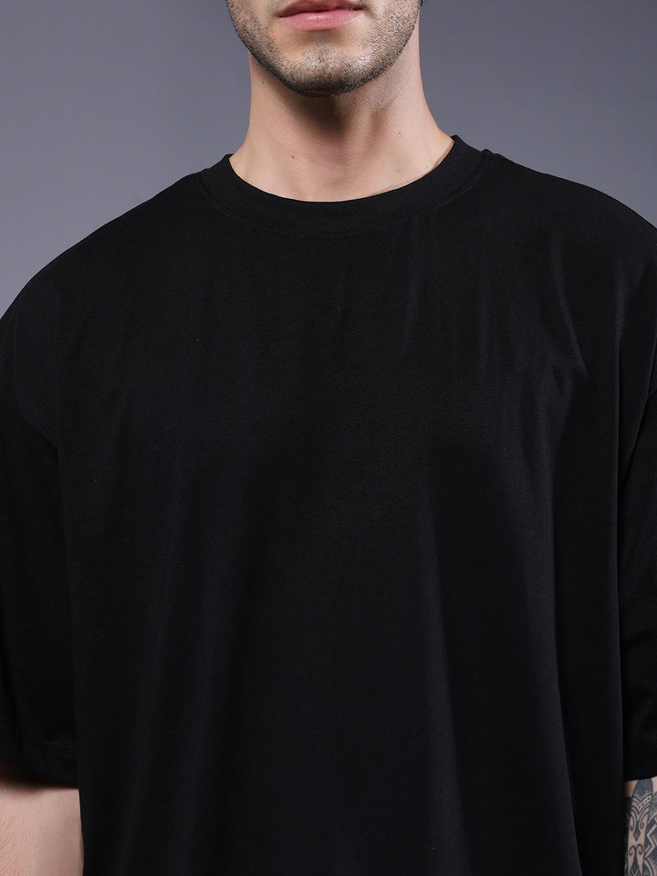 Solid Men Oversized T-Shirt - Black