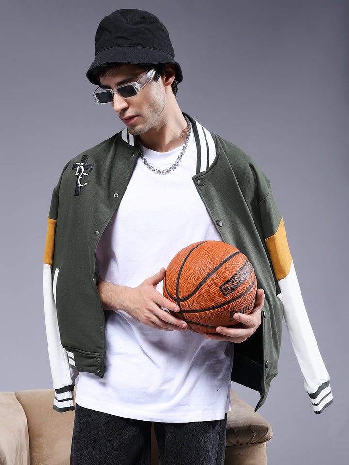 New Century Men Varsity Embroidered Bomber Jacket