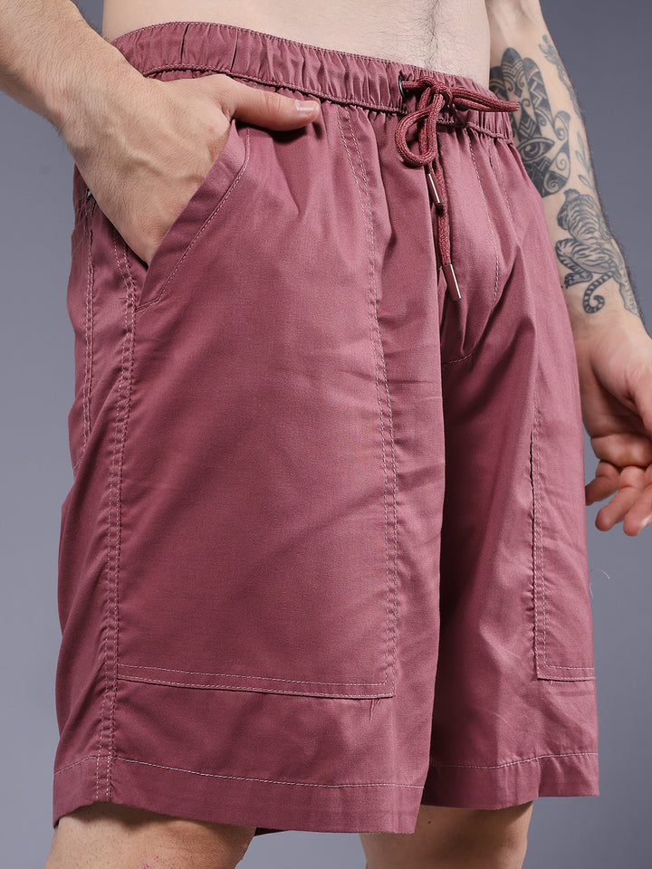 Mens Cotton Utility Shorts  – Mauve