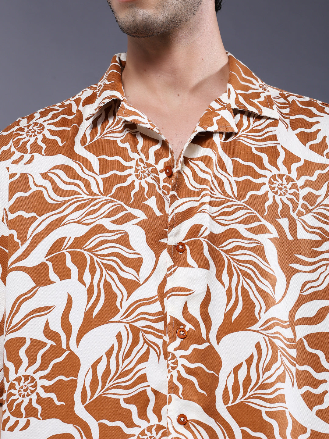 Mens Half Sleeve Casual Shirt  – Beige
