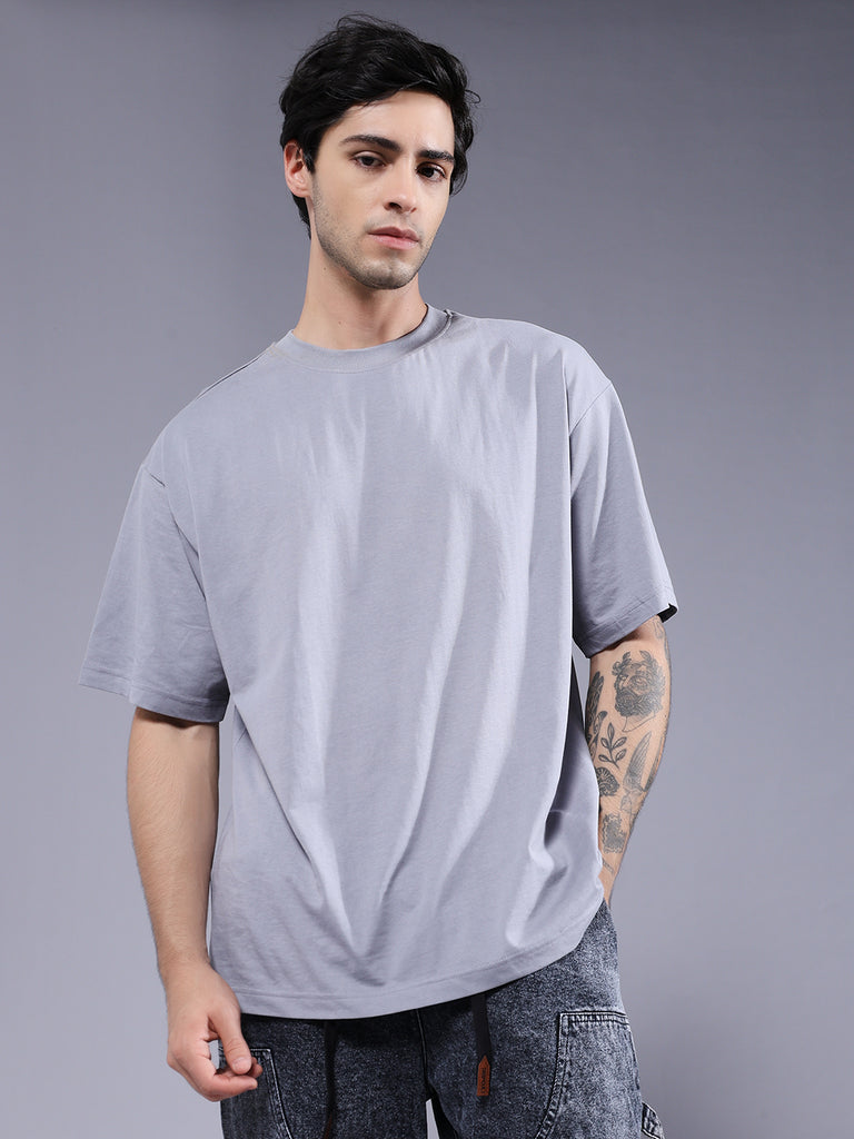 Solid Men Oversized T-Shirt | Ash Grey | Buy Now | PRONK – pronk.in