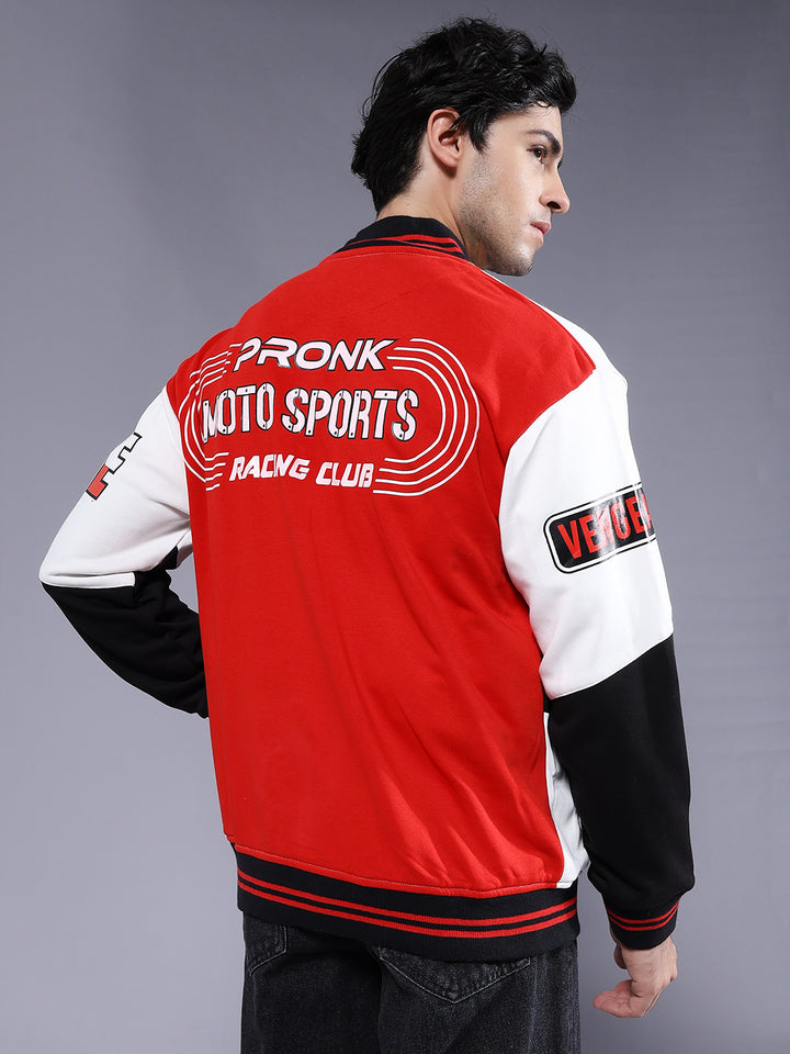 Men Graphic Printed Varsity Bomber Jacket