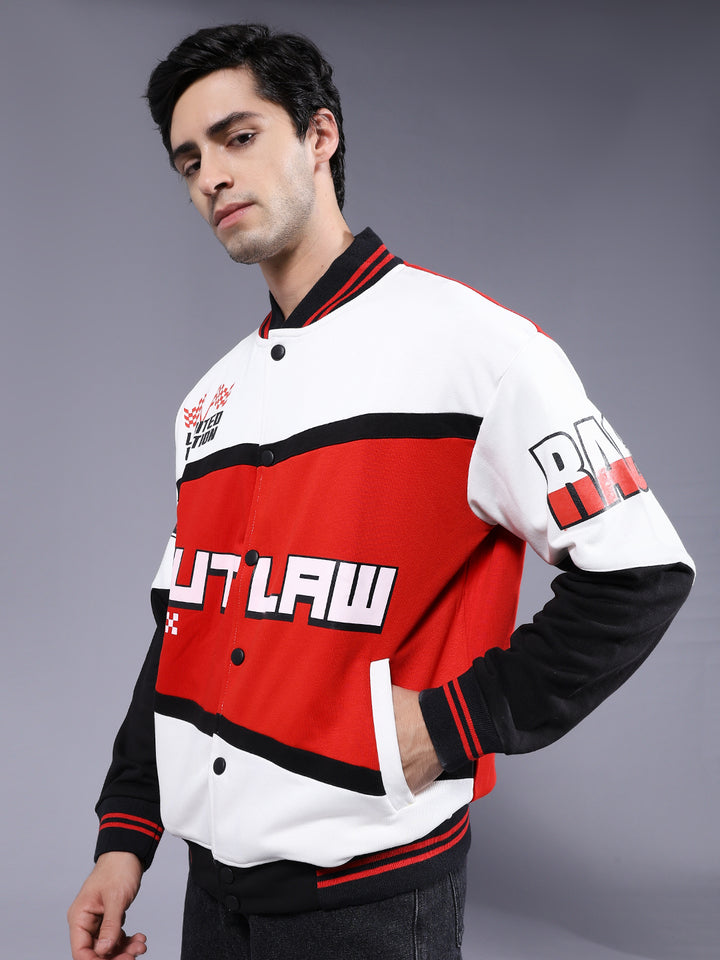Men Graphic Printed Varsity Bomber Jacket