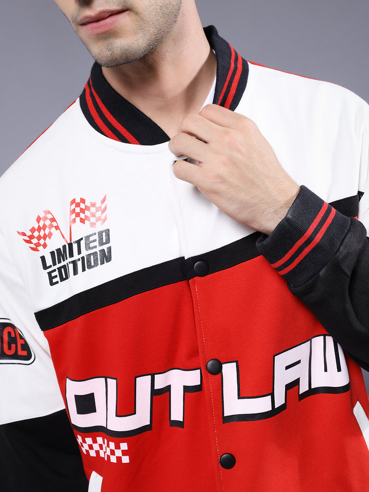 Men Graphic Printed Varsity Bomber Jacket