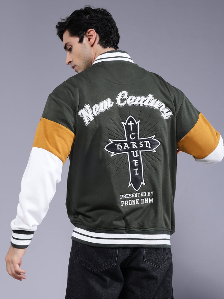 New Century Men Varsity Embroidered Bomber Jacket