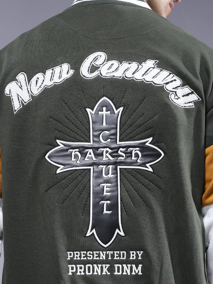 New Century Men Varsity Embroidered Bomber Jacket