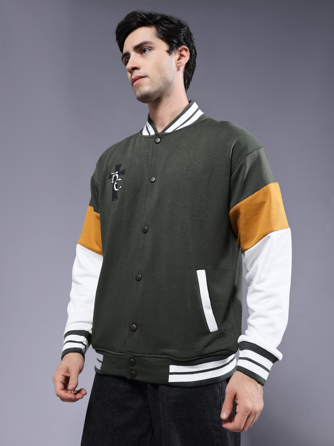 New Century Men Varsity Embroidered Bomber Jacket