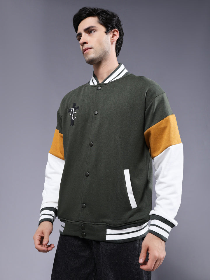 New Century Men Varsity Embroidered Bomber Jacket