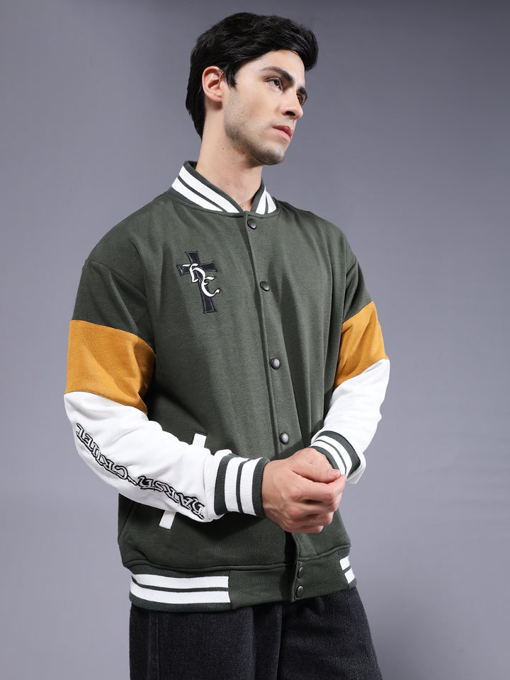 New Century Men Varsity Embroidered Bomber Jacket