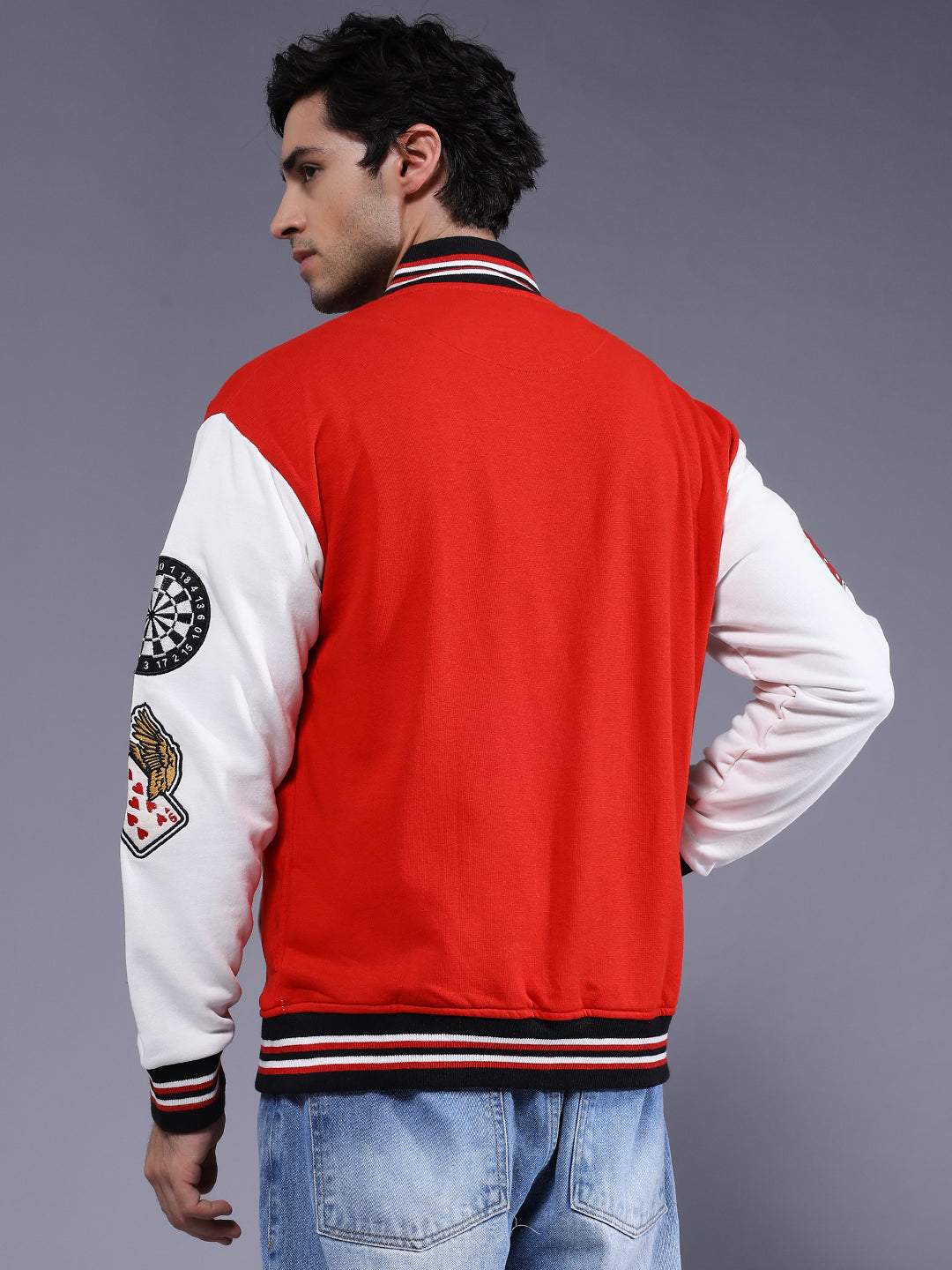 Cards Men Varsity Embroidered Bomber Jacket