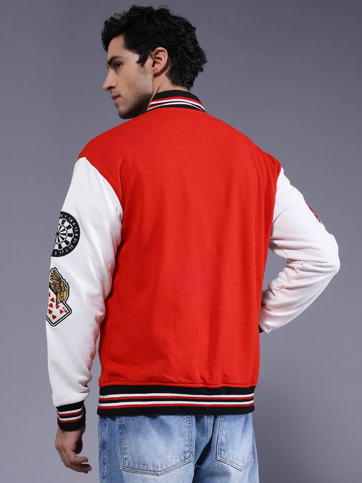 Cards Men Varsity Embroidered Bomber Jacket