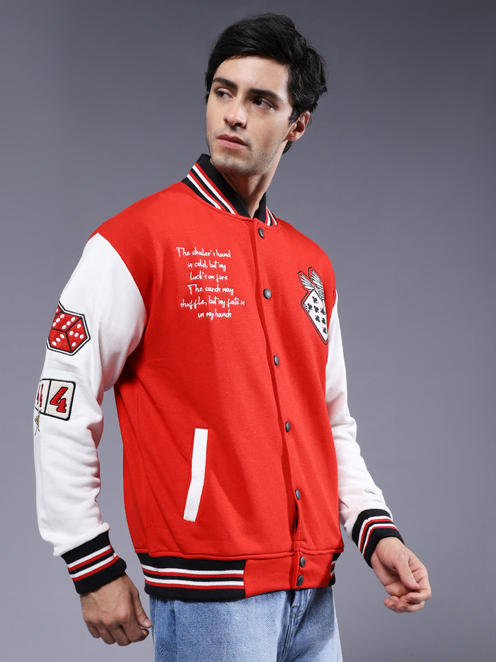 Cards Men Varsity Embroidered Bomber Jacket