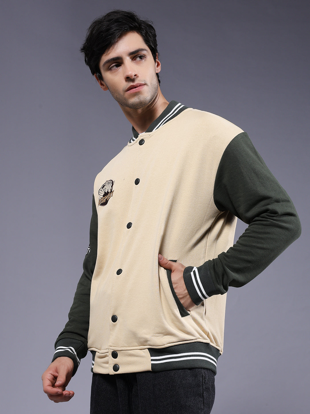 Respect Men Varsity Embroidered Bomber Jacket