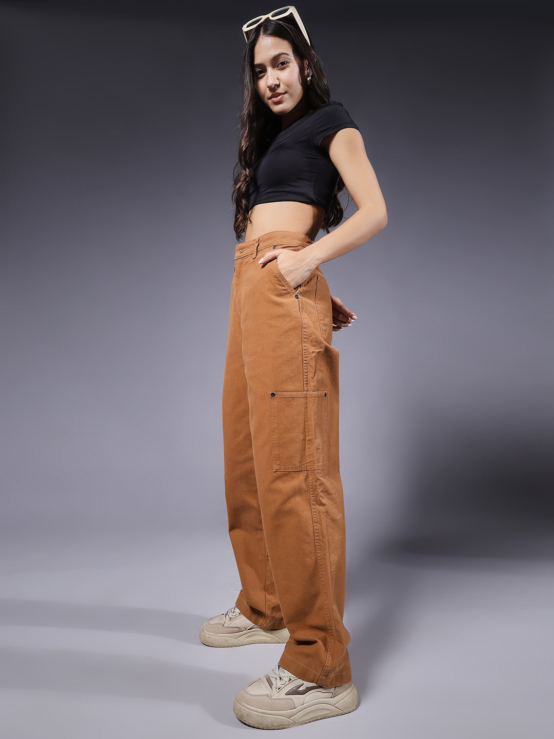 Women Carpenter Pants Brown
