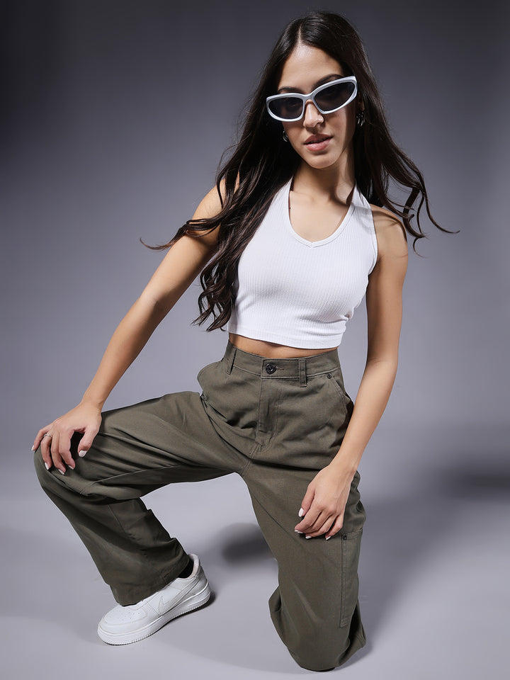 Women Carpenter Pants - Olive Green