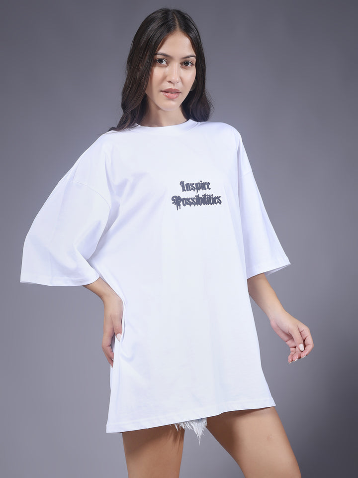 Inspire Possibilities Puff Printed Women Oversized T-shirt