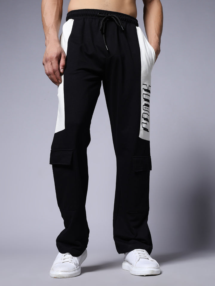 Men Premium Terry Knitted Joggers with Side Panel Print