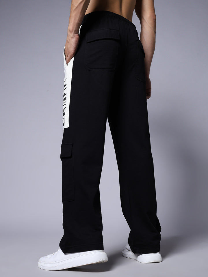 Men Premium Terry Knitted Joggers with Side Panel Print