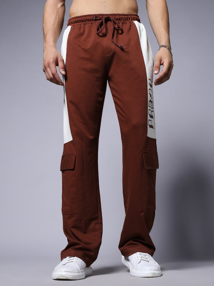 Men Premium Terry Knitted Joggers with Side Panel Print