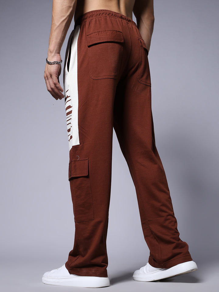 Men Premium Terry Knitted Joggers with Side Panel Print