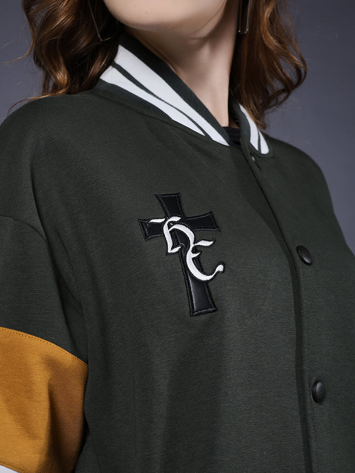 New Century Women Varsity Embroidered Bomber Jacket