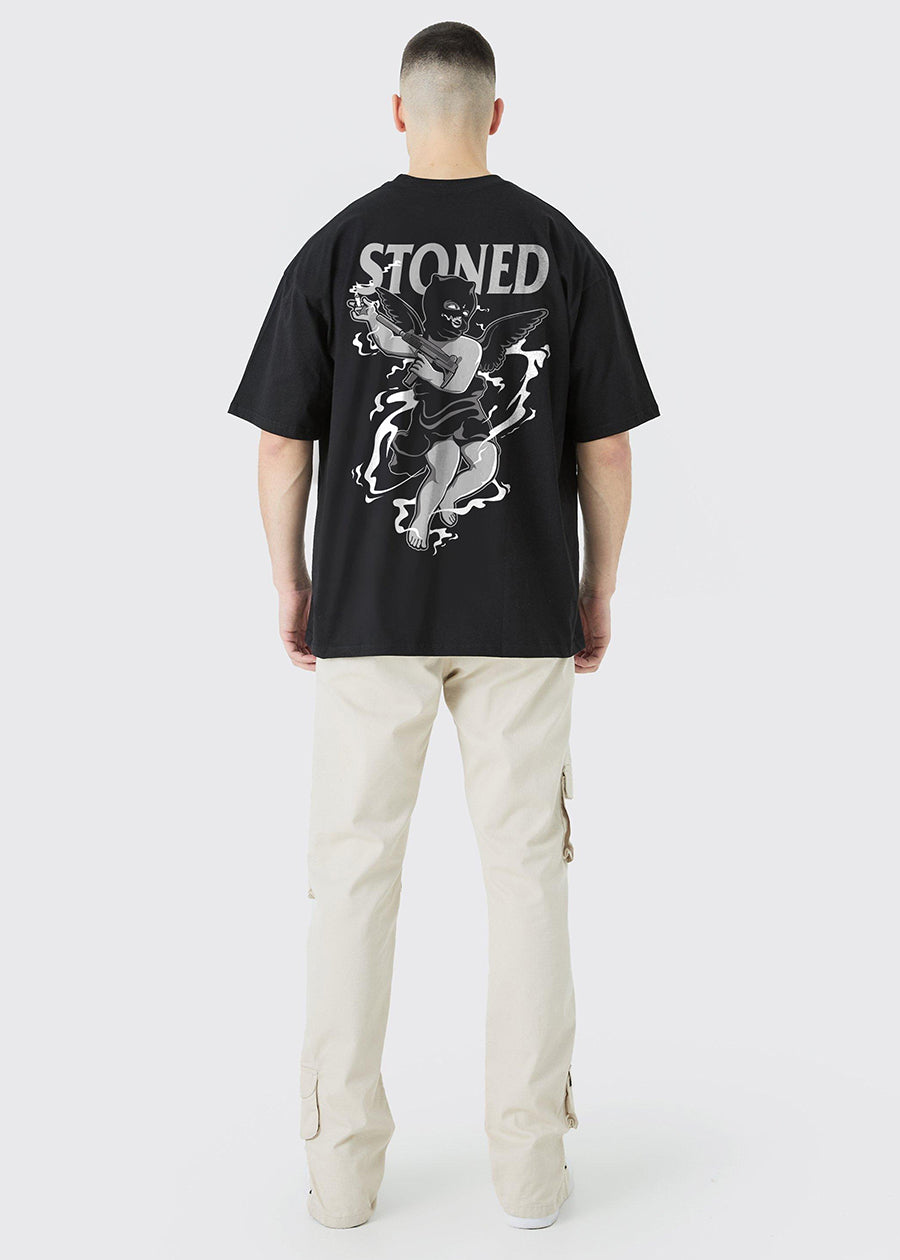Devil Stoned Men Oversized Printed T-Shirt