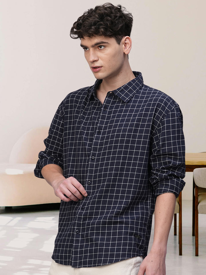 Pronk Men Full Sleeve Check Shirt