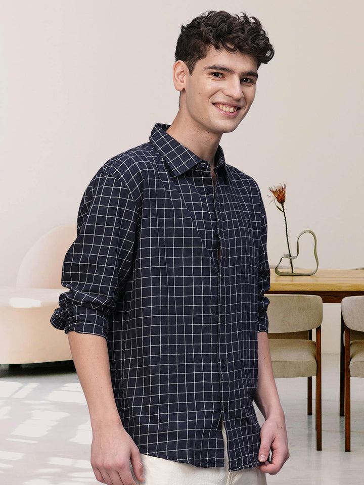 Pronk Men Full Sleeve Check Shirt