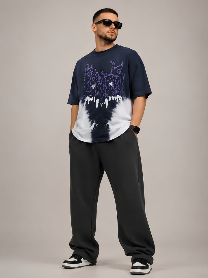 Men Retro Wash Puff Printed Oversized T-Shirt