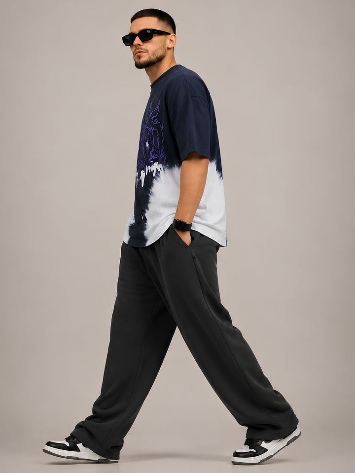 Men Retro Wash Puff Printed Oversized T-Shirt