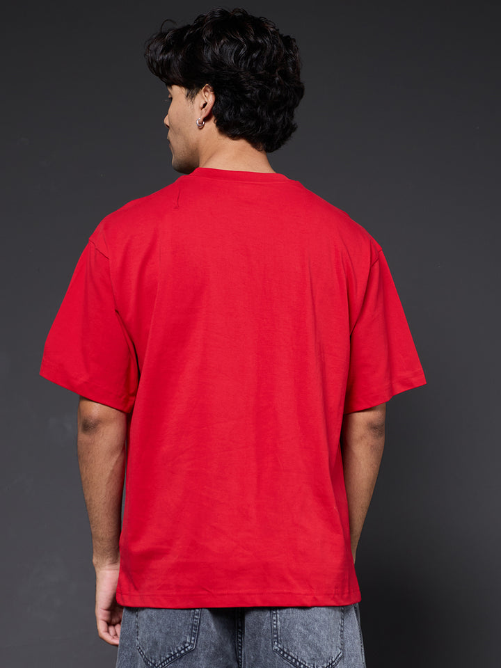 Solid Men Oversized T-Shirt - Candy Red