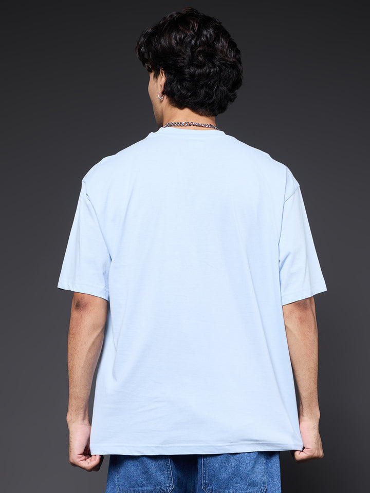 Solid Men Oversized T-Shirt - Sky
