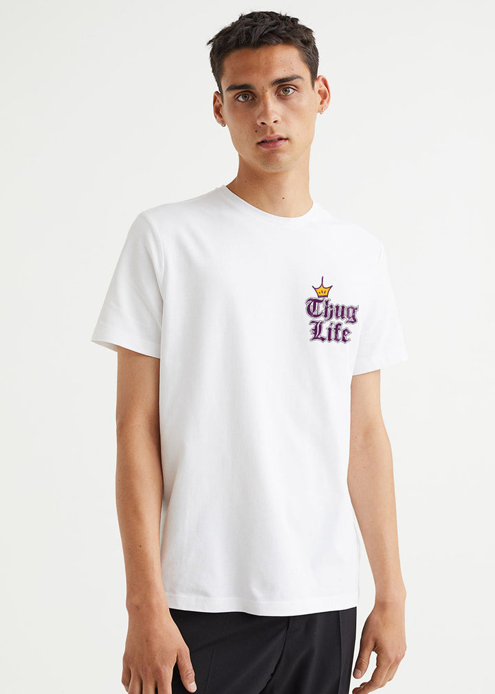 Thug Life Men Regular Fit White Half Sleeve T-Shirt