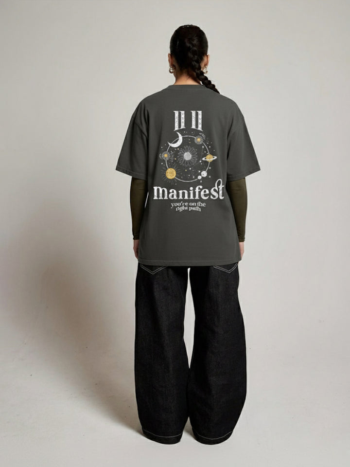 MANIFEST Women Oversized Terry Graphic T-Shirt