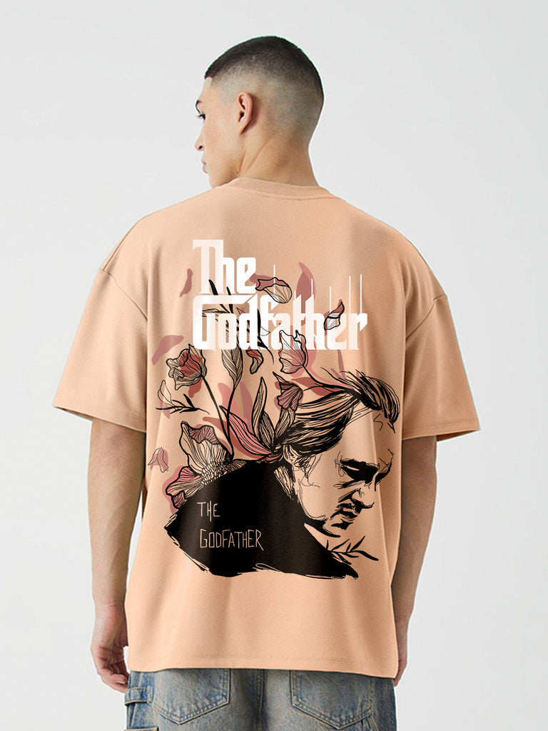 The God Father Men Oversized Printed T-Shirt | Salmon Pink | Pronk