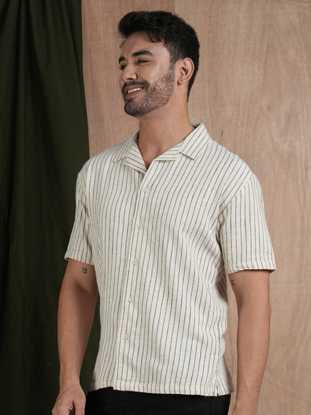 Men's Half Sleeves Shirt - Beige