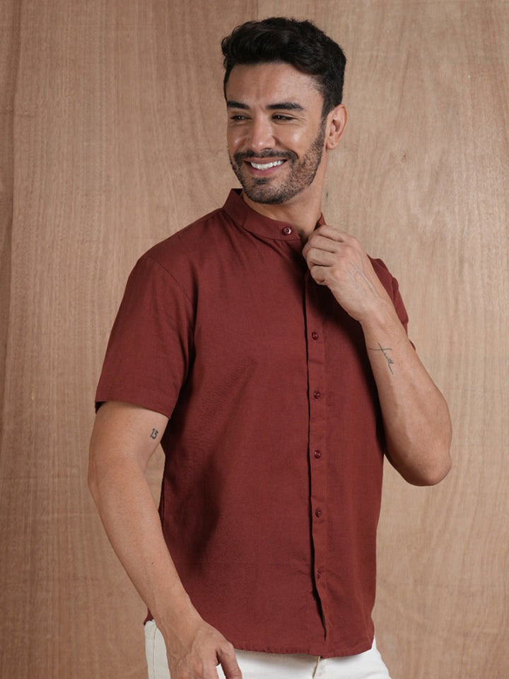 Men's Half Sleeves Shirt - Maroon