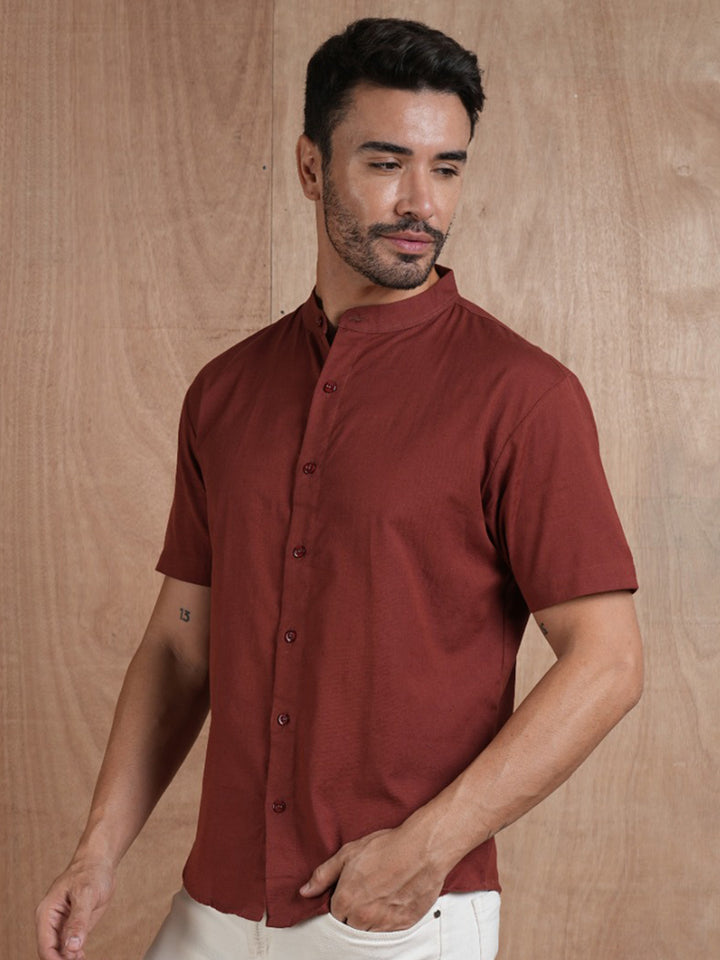 Men's Half Sleeves Shirt - Maroon