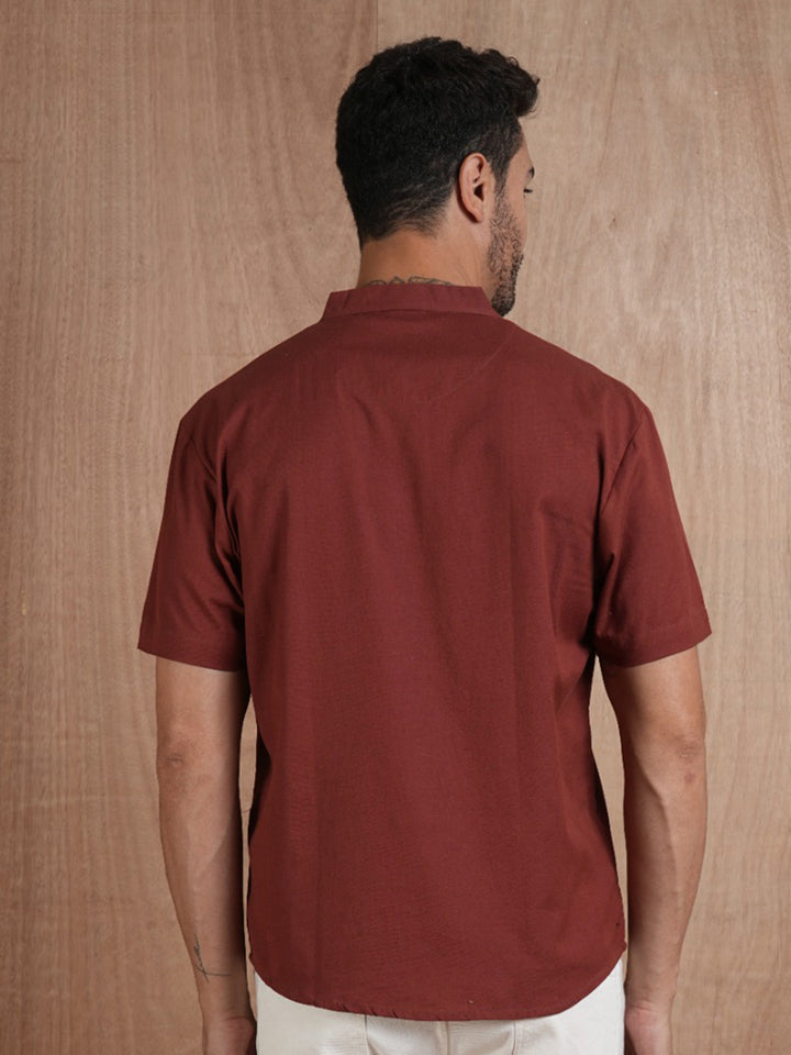 Men's Half Sleeves Shirt - Maroon