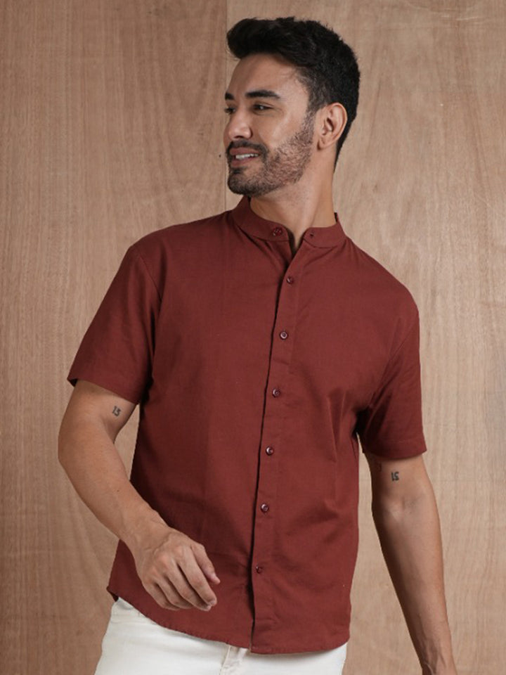 Men's Half Sleeves Shirt - Maroon