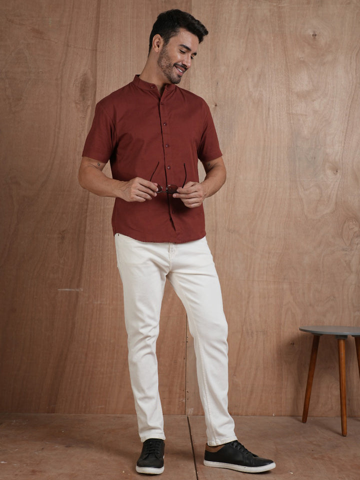 Men's Half Sleeves Shirt - Maroon