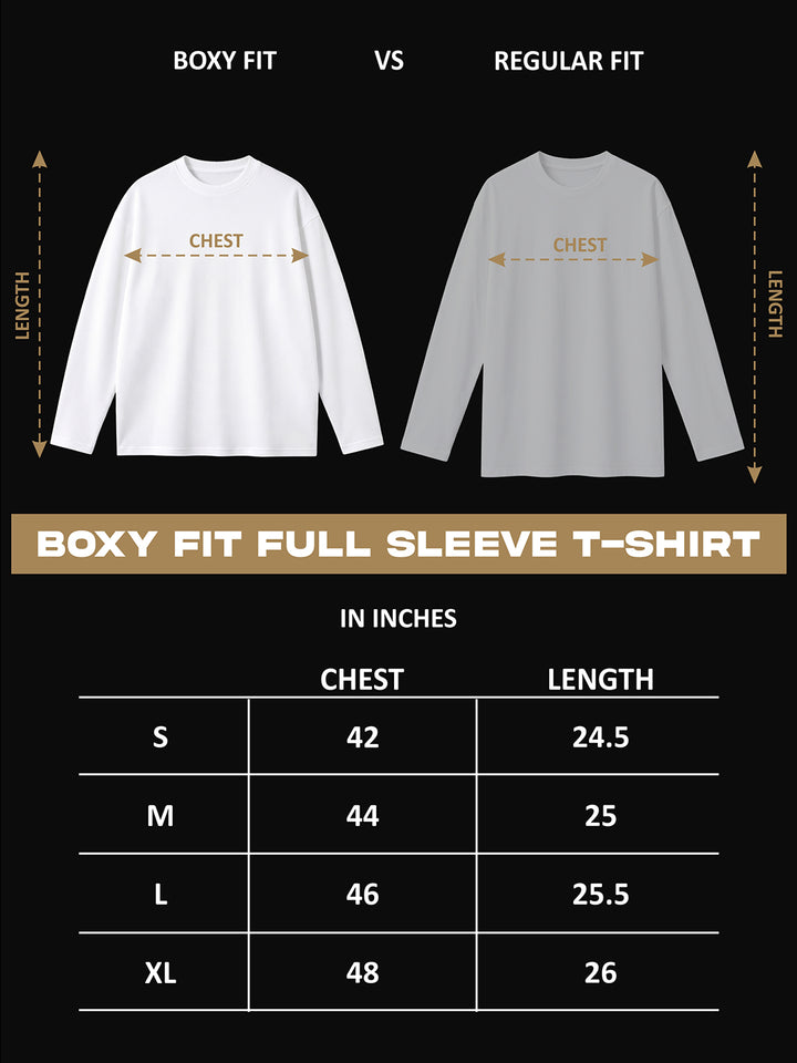 White Tiger Stride Full Sleeve Boxy Waffle T-Shirt