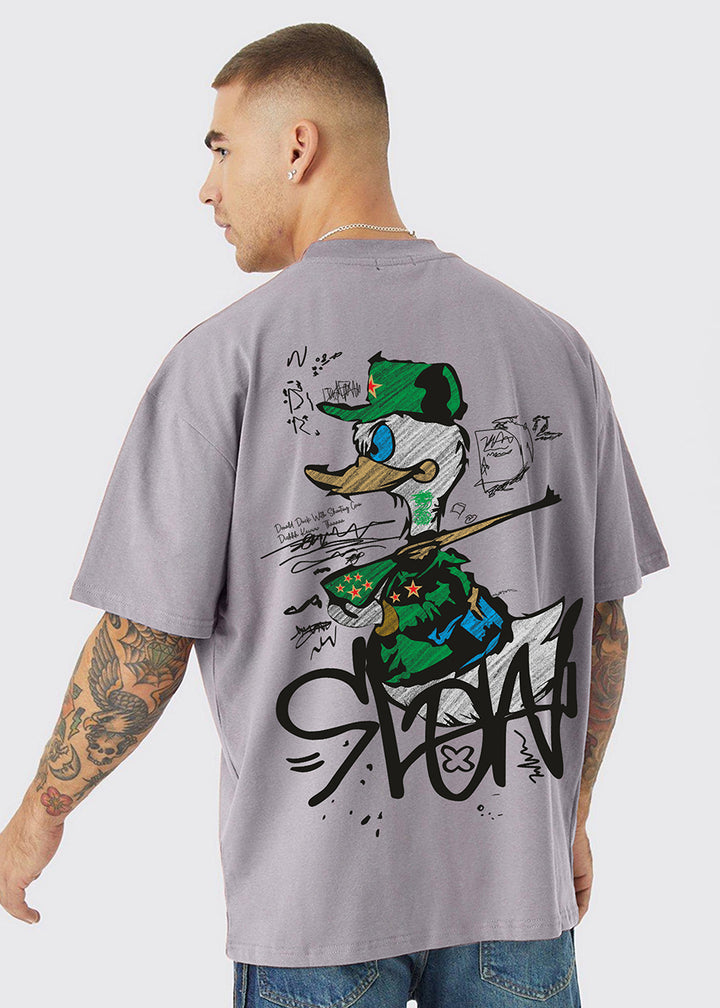 Slow Duck Men Oversized Printed T-Shirt