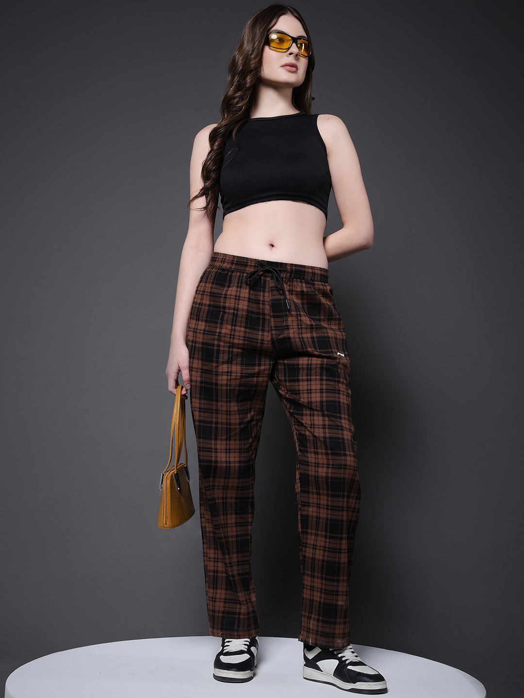 Women chequered lounge pants