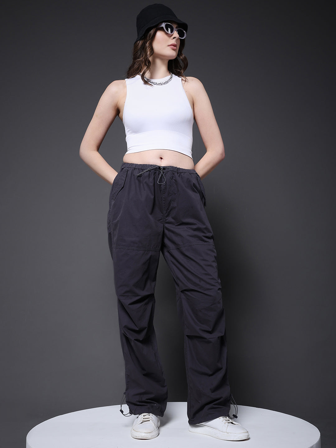 Parachute Pants For Women - Dark Grey