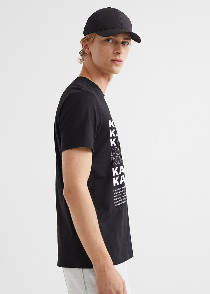 Kakashi Men Regular Fit Black Half Sleeve T-Shirt
