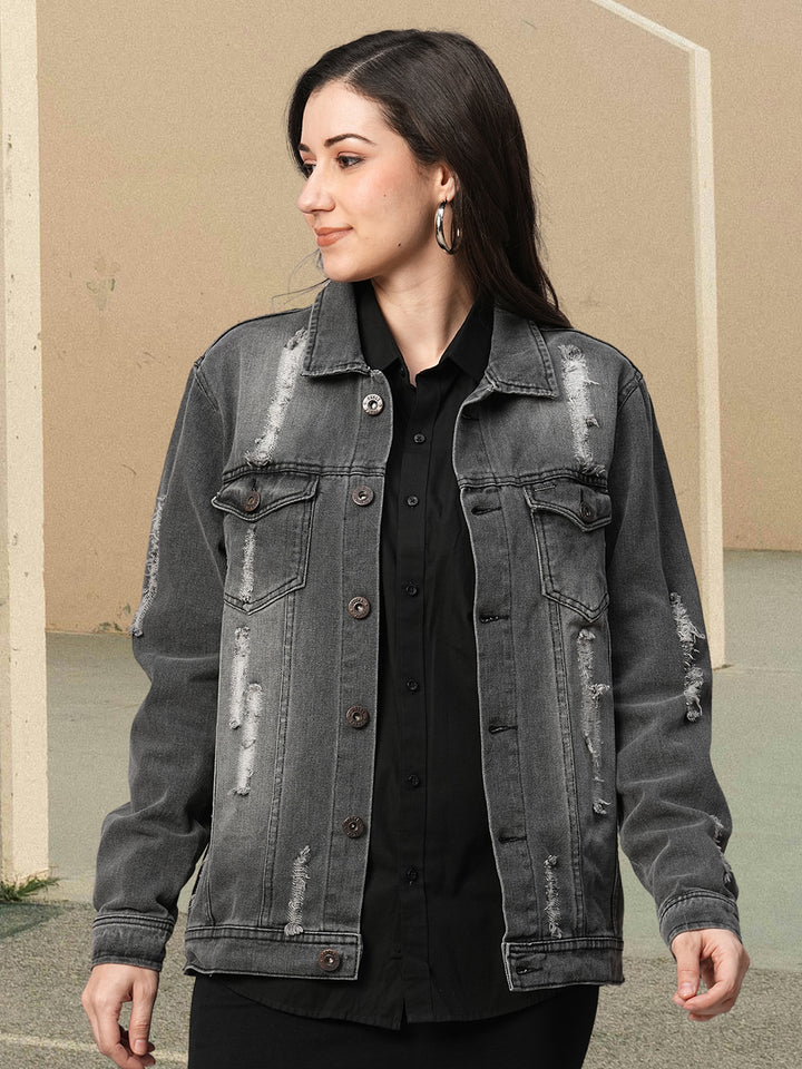 Distress Women jacket - Black