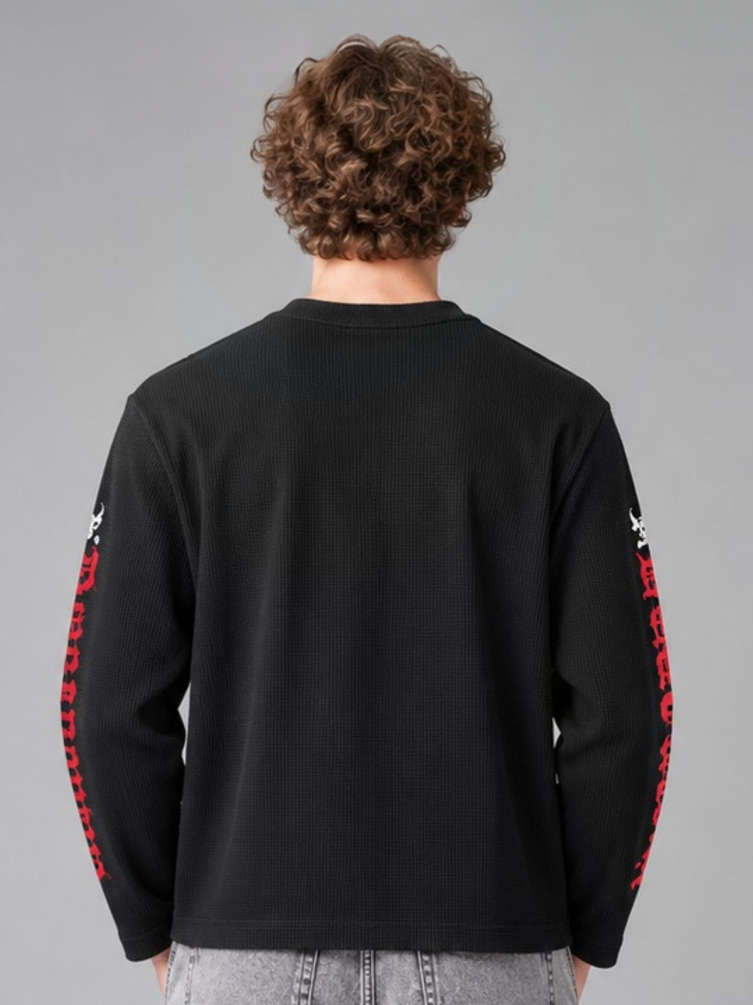 No Looking Back Full Sleeve Boxy Waffle T-Shirt