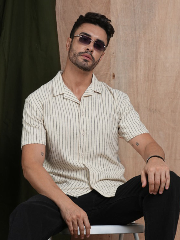 Men's Half Sleeves Shirt - Beige