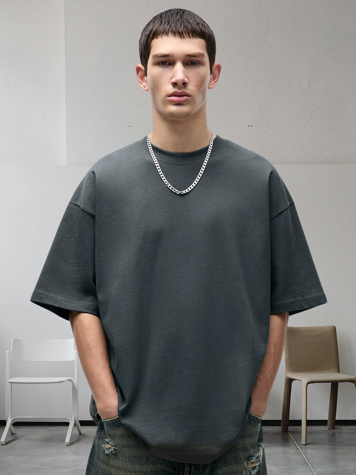 Solid Men Oversized T-Shirt - Dark Grey